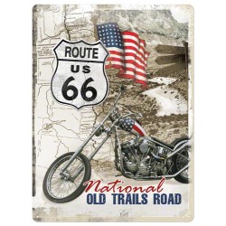 Placa metalica - Route 66 Old Trails Road - 30x40 cm